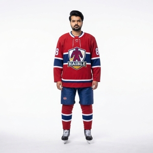 Authentic Custom Ice Hockey Jersey-100% <b>Wool</b> Felt Original Six Heritage Boxy Fit Lace-Up V-Neck Sublimated Men's Uniform - Product Image 1