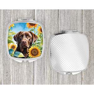 Espejo de maquillaje de mano plegable compacto Labrador Retriever girasoles espejo de viaje decorativo regalo para mujeres y niñas - Product Image 4