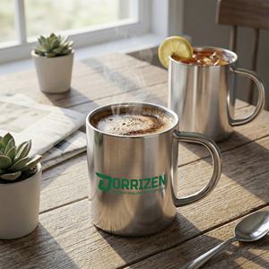 Mug de camping en acier inoxydable avec logo personnalisé, réutilisable, écologique, tasse à café de voyage en plein air, randonnée - Product Image 4