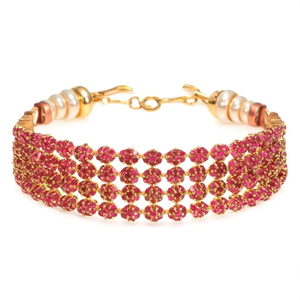 Ruby Gold Pearl <b>Bangles</b> Set-Trendy Classic <b>Copper</b> Alloy Bracelets - Product Image 2