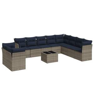 ชุดโซฟาลานบ้านหวายโพลีสีเทา 11 ชิ้นพร้อมชุดเบาะรองนั่งในสวน - Product Image 2