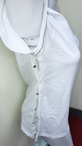 Both Sides Dual Access <b>Post</b> Surgery Rehab Unisex 100% Cotton Men Casual Blank Solid Jersey Short Sleeve 220g Snap Hospital Use - Product Image 4