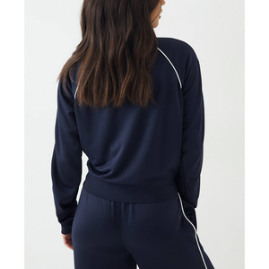 Ensemble de survêtement personnalisé avec fermeture éclair, sweat-shirt à col montant et pantalon large, grande taille pour femme, collection automne, vente en gros usine - Product Image 6
