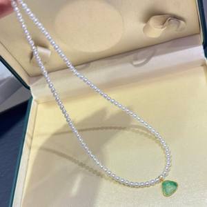 Collares con Colgante de Plata de Ley, con Perla y Calcedonia, Casi Redondos, con Luz Intensa y Ligeras Imperfecciones, Fulu - Product Image 3