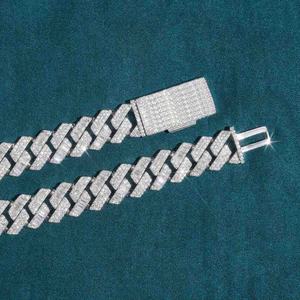 Collier chaîne cubaine de luxe sertie de pierres baguette, bijou hip-hop tendance, finition or blanc, cadeau unisexe - Product Image 2