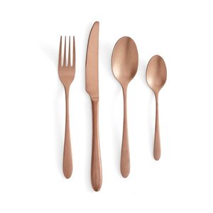 Ensemble de couverts en acier inoxydable poli à la main, finition or mat, design moderne, compatible lave-vaisselle, couteau, fourchette, cuillère, pour mariage et dîner - Product Image 2