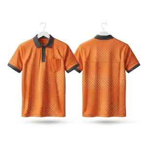 Men's <b>Orange</b> Polka Dot <b>Polo</b> Shirt Short Sleeve Casual Knitted With Pocket Design - Product Image 1