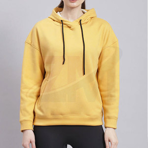 เสื้อสเวตเตอร์มีฮู้ดสีเหลืองสำหรับผู้หญิง สีพื้น แขนยาว มีกระเป๋า ระบายอากาศได้ดี ผ้าฝ้ายถัก ใส่ได้ในฤดูใบไม้ร่วง - Product Image 3