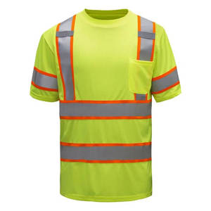 เสื้อยืดนิรภัยแบบมองเห็นได้ชัดสำหรับผู้ชาย สีเหลือง มีแถบสะท้อนแสง ระบายอากาศได้ดี มีกระเป๋าเสื้อ เหมาะสำหรับงานอุตสาหกรรม - Product Image 1