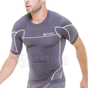<b>Men</b> Regular Fit Compression T-Shirt Knitted Breathable <b>Stretch</b> Quick Dry Running Gym Workout Activewear Training Top - Product Image 5