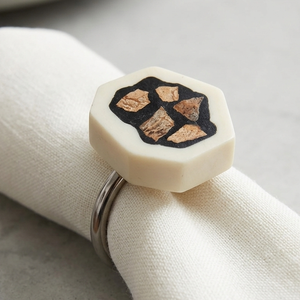 Anillo para Servilletas de Resina Hexagonal, Decoración de Mesa Moderna Hecha a Mano, Adorno Elegante para Hogares Modernos - Product Image 1