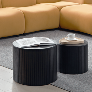 Set di 2 tavolini da caffè in MDF impilabili neri per soggiorno/area lounge - Product Image 6