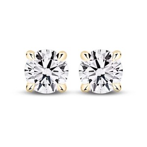 Boucles d'oreilles clous en diamants de laboratoire authentiques d'un carat chacun, 2 carats au total, en or massif 14K, taille E-VS2, sertissage à griffes, bijou tendance - Product Image 3
