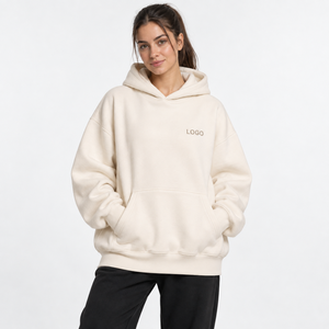 MOVA SPORTS Heavyweight Pullover Hoodie Women's Relaxed Hooded Sweatshirt <b>Extended</b> Sleeves <b>Brushed</b> Fleece 100% Organic Cotton - Product Image 1