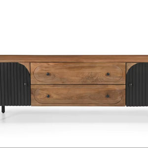 Meuble TV avec pieds pliants, style moderne, en bois de manguier massif - Product Image 1