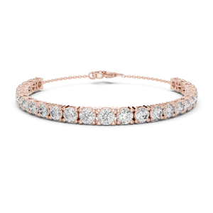 14K Rose <b>Gold</b> Lab Grown Round Brilliant Cut Imperial Eternity Diamond Tennis Bracelet - Product Image 1