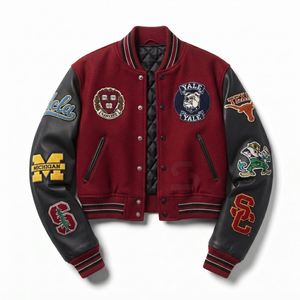 Womens wholesale Authentic Wool with Leather saleeve Varsity Jackets Premium Quality <b>Quilted</b> Lining Varsity Jackets lady crops - Product Image 1