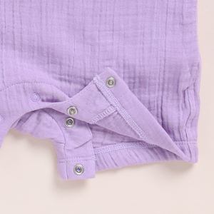 Premium Quality Organic <b>Muslin</b> Half Romper Pack of 2 Lilac + Lavender Haze <b>Baby</b> Rompers - Product Image 3