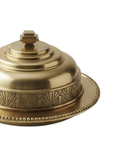Beurrier vintage en laiton avec couvercle, design gravé rond, vaisselle de cuisine en métal artisanal, conservation de la fraîcheur hermétique - Product Image 4