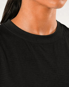 Camiseta Negra Oversize para Mujer, Cuello Redondo, Manga Corta, Estilo Deportivo Casual, Top de Moda Urbana, OEM ODM, Camiseta Básica de Algodón Casual para Hombre - Product Image 4