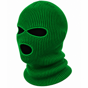 Cagoule tricotée verte à 3 trous, masque intégral, couvre-chef chaud d'hiver pour extérieur, taille adulte unisexe 56-58CM - Product Image 5