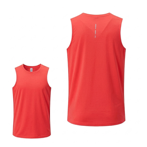 เสื้อกล้ามกีฬาผู้ชาย สีแดงคอรัล ระบายอากาศ แห้งเร็ว เหมาะสำหรับออกกำลังกาย ใส่ลำลอง ฟิตเนส  รับออกแบบโลโก้และป้ายสั่งทำ - Product Image 1