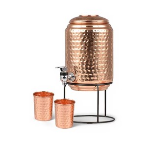 Distributeur d'eau en cuivre de qualité exceptionnelle avec couvercle, grande capacité, style vintage, ensemble de vaisselle pour la maison - Product Image 4