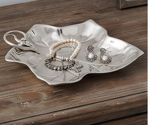 Plat de service en métal haut de gamme en forme de feuille avec poignée argentée, plat décoratif pour usage résidentiel, accessoire de cuisine pour hôtel - Product Image 5