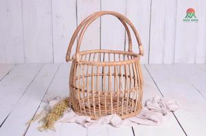 A rustic rattan baby <b>stroller</b> set <b>for</b> newborns and <b>toddlers</b>. A prop <b>for</b> newborn photography. - Product Image 3