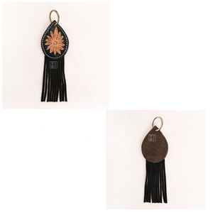 Genuine Cowhide Leather <b>Key</b> <b>Chain</b> Western Cowgirl Tooling Tassel Keyring - Product Image 3