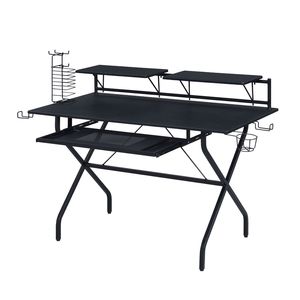 Black Rectangular Computer <b>Desk</b> with Keyboard Tray - Product Image 1