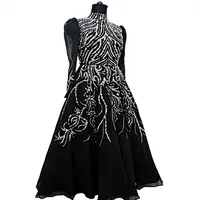 Robe de soirée de luxe noire coupe trapèze à manches longues, richement ornée de perles et de sequins, élégante, pour femmes musulmanes arabes, tenue de cérémonie formelle