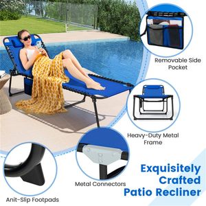 Lettino Pieghevole Moderno da Esterno, 68 cm di Larghezza, Schienale Regolabile in 4 Posizioni, Cuscino Impermeabile Blu Navy - Product Image 6