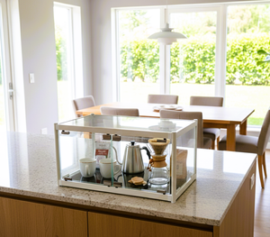 Modern minimalist tempered glass display <b>cabinet</b>, <b>white</b> base, collectible display <b>cabinet</b>, suitable for living room, dining room - Product Image 1