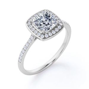 Unique 1.35 Carat <b>Cushion</b> Cut Moissanite Halo Engagement <b>Wedding</b> <b>Ring</b> in Gold Vintage Luxury Bridal Sparkling Design - Product Image 3