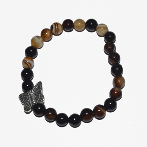 Pulsera de Ónix Negro con Banda y Dije de Mariposa - Accesorio de Moda con Cristales - Product Image 2