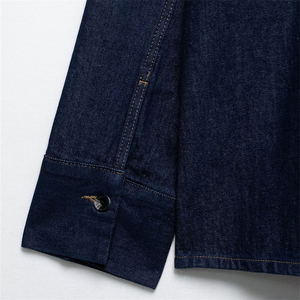 Unisex <b>Vintage</b> Washed Denim <b>Bomber</b> <b>Jacket</b> Casual Eco-Friendly Anti-Bacterial Wool Lined Winter Streetwear <b>Jacket</b> - Product Image 3