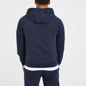 Sudadera con Capucha Azul Marino para Hombre, con Cierre, Ligera, de Color Sólido, con Bolsillo Frontal y Cordón Ajustable, al Por Mayor, con Logotipo Personalizado, de la Mejor Calidad, a Precios de Fábrica - Product Image 4
