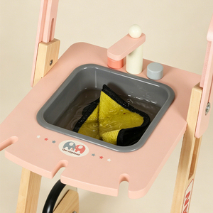 <span class=keywords><strong>Chariot</strong></span> de nettoyage en bois pour enfants, ensemble de ménage Montessori avec balai, aspirateur et évier, manche réglable, cadeau éducatif pour les 4-6 ans - Product Image 4