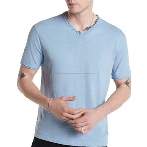 Organic <b>V</b>-<b>Neck</b> <b>T</b>-<b>Shirt</b> Light Blue Slim Fit <b>V</b> <b>Neck</b> <b>T</b> <b>Shirt</b> <b>Mens</b> Premium Fitted Sueded <b>V</b>-<b>Neck</b> Tee <b>T</b> <b>Shirts</b> - Product Image 3