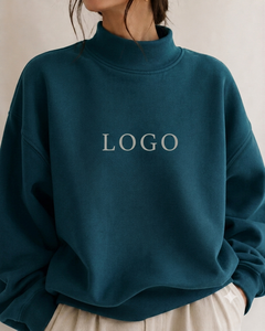 เสื้อสเวตเชิ้ตคอเต่าโอเวอร์ไซส์สำหรับผู้หญิง ผ้าฝ้ายฟลีซ 100% ป้องกันรอยยับ ระบายอากาศ แห้งเร็ว สไตล์สตรีทแวร์ - Product Image 1