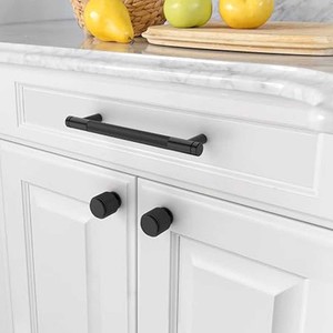 Poignées de meuble noires mates, poignées de meuble moletées, poignées de placard, quincaillerie de cuisine pour tiroirs et placards - Product Image 1