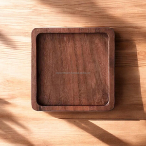 Sous-verre en bois réutilisable moderne pour cérémonie du thé japonaise, tapis de tasse isolant thermiquement en hêtre et noyer, carré 10 cm - Product Image 2