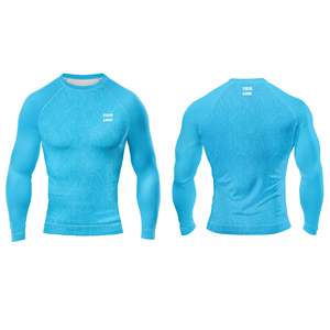 Camiseta de compresión de manga corta para MMA, anti-UV, color sólido personalizado - Product Image 1