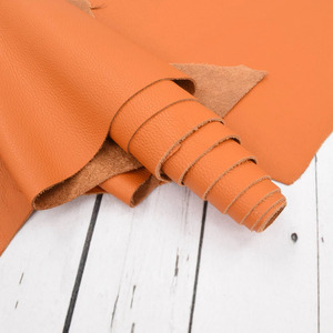 Assemble 1.2-1.4mm Thick Versatile Orange Cowhide <b>Leather</b> Handbags Purses Wallets Quick-Dry Solid High Quality Soft Pebble Grain - Product Image 1