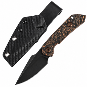 Cuchillos de Hoja Fija Negros y Cobre con Mango con Patrón de Cobre, Hoja con Recubrimiento Negro, Funda Protectora para Acampar al Aire Libre y Uso General - Product Image 6