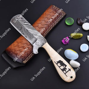 Couteau de chasse et de camping professionnel en acier Damas forgé à la main, lame droite de haute qualité, ultra-affûtée, pour la découpe de bœuf, DIY ODM OBM - Product Image 1