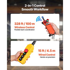 Palans électriques à chaîne de 2200 lb, hauteur de levage de 20 pieds, grue suspendue de 328 pieds, triphasée, câblée sur 15 pieds, télécommande sans fil sur 328 pieds - Product Image 4