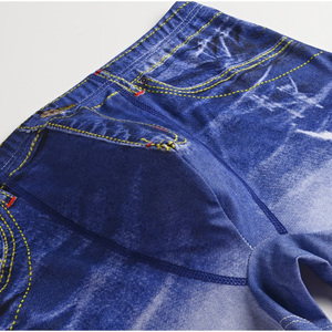 Men's Denim Print <b>Boxer</b> Shorts Mid Waist Distressed Jeans Style Casual Summer Underwear Breathable <b>Polyester</b> Cotton Trunks - Product Image 3