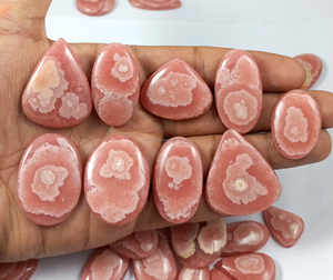 Radha Arts High Quality Natural <b>Pink</b> Rhodochrosite Cabochon Crystal Stone Polished Custom Sizes Loose Gemstones Healing Mix - Product Image 1
